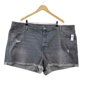 Old Navy O.G. Straight Jean Shorts Women 28 Gray High Rise Rolled Hem Distressed